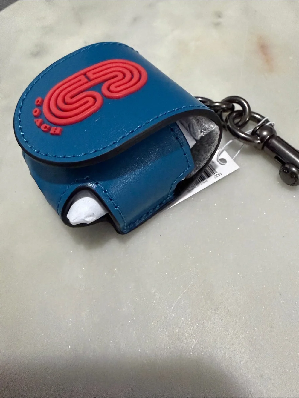 NEW Coach Wireless Earbud Case Bag Charm Colorblock Coach Logo Royal Blue Red
